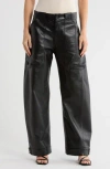 Mother The Half-pipe Cargo Nerdy Faux Leather Pants In Black