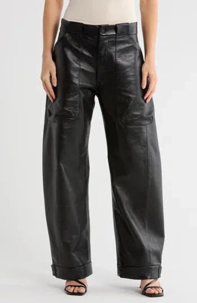 Mother The Half-pipe Cargo Nerdy Faux Leather Pants In Black