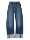 Mother The Half-pipe Ankle Cuff Fray Jeans In Blue
