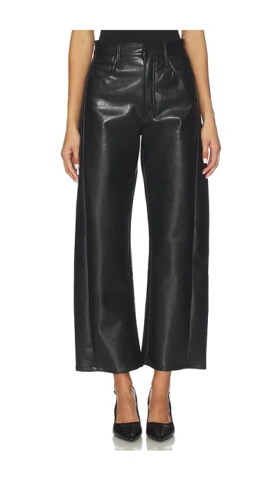 Mother The Half Pipe Flood High Waist Coated Leather Pants In Black