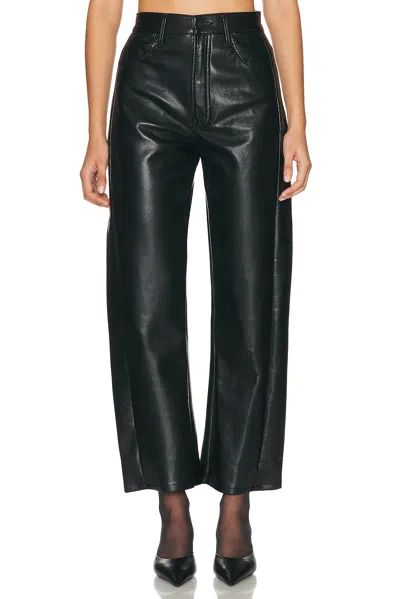 Mother The Half Pipe Flood High Waist Coated Leather Pants In Black