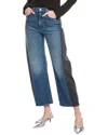 Mother Lil Half Pipe Denim Pants With Black Band In Blue