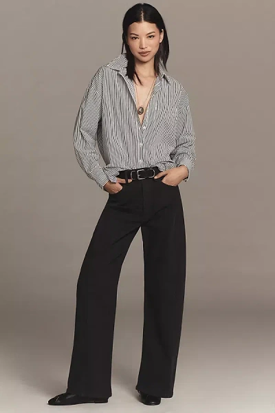 Mother The Half Pipe Flood High-rise Barrel Jeans In Black