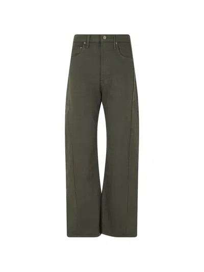 Mother The Half Pipe Flood High-rise Wide-leg Jeans In Green