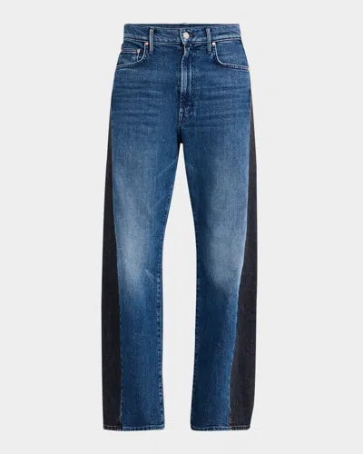 Mother The Half Pipe Flood Jeans In Black And Blue