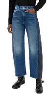 Mother Lil' Half Pipe Flood Jeans In Black And Blue