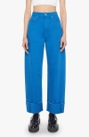 Mother The Half Pipe Frayed Cuffed Barrel Leg Jeans In Blue