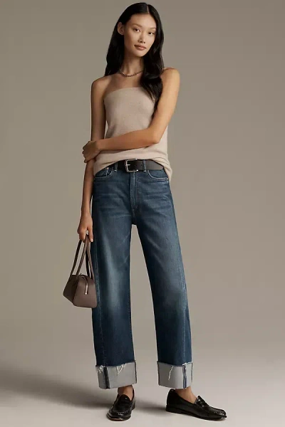 Mother The Half Pipe Half Pipe Ankle Cuffed Fray Jeans In Blue