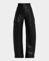 Mother The Half Pipe Wide-leg Faux Leather Cargo Pants In Black - Blk