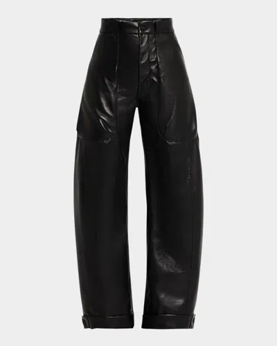 Mother The Half Pipe Wide-leg Faux Leather Cargo Pants In Invitation Only