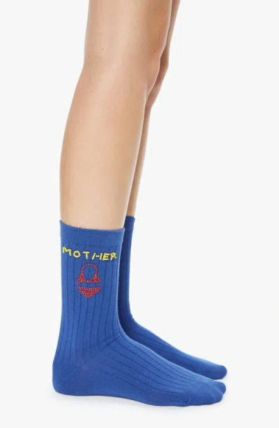 Mother The Half Step Crew Socks In Blue