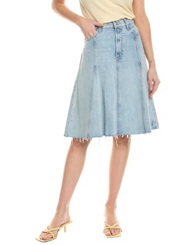 Mother The Half Swing Fray Skirt In Blue