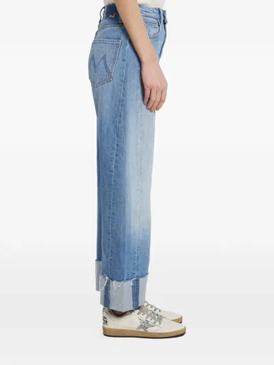 Mother The Half-pipe Ankle Cuff Fray Cotton Jeans In Blue