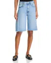 Mother The Half-pipe Frayed Hem Denim Bermuda Shorts