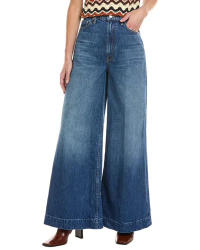 Mother Womens Green Thumb The Headliner Sneak Wide-leg Denim Jeans In Blue