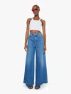 Mother Headliner Sneak Wide Leg Jeans In Green Thumb In Blue