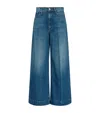 Mother Womens Green Thumb The Headliner Sneak Wide-leg Denim Jeans In Blue