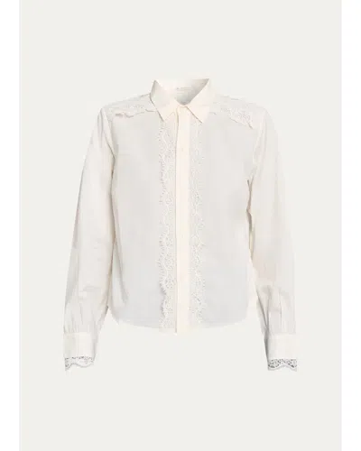 Mother The Headup Honey Button-front Shirt In White