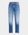 Mother The High-waist Rider Ankle Step Fray Jeans In Loafers And Lassos