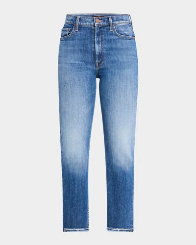 Mother The High-waist Rider Ankle Step Fray Jeans In Loafers And Lassos