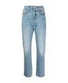 Mother Hiker Hover Straight-leg High-rise Stretch-denim Jeans In Blue