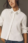Mother The Honor Embellished Buttondown Shirt In White