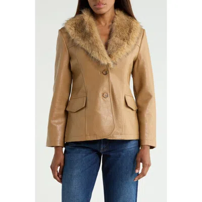 Mother The Hot Under The Collar Faux Leather Jacket With Faux Fur Trim In Fast Talker