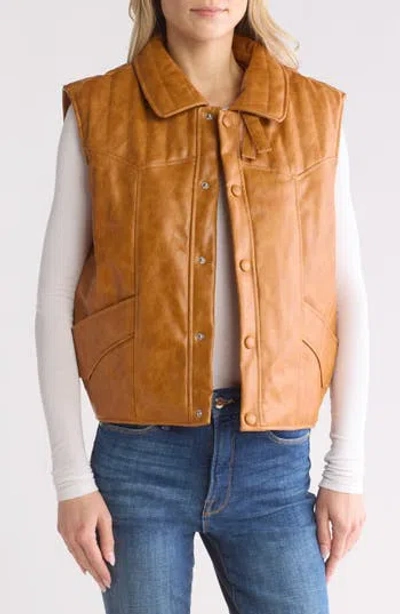 Mother The Huff & Puff Faux Leather Vest In Detour Ahead