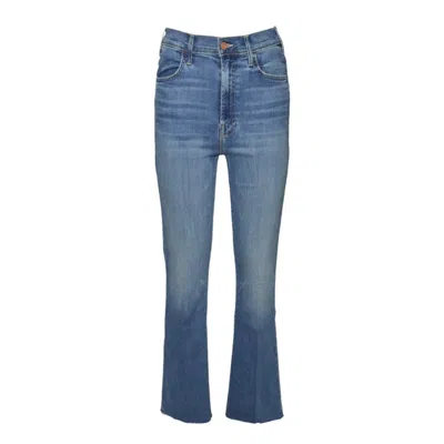 Mother The Hustler Ankle Fray Blue Cotton Jeans