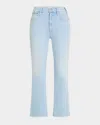 Mother The Insider High Waist Fray Hem Crop Bootcut Jeans In Balls In Your Court