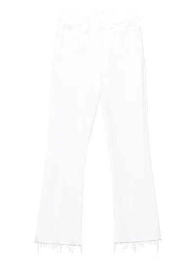 Mother The Hustler Ankle Fray Jeans In White