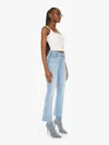 Mother The Insider High Waist Fray Hem Crop Bootcut Jeans In Blue