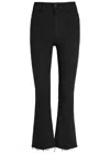 Mother The Hustler Ankle Fray Slim Flared-leg Jeans In Black
