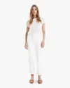 Mother The Hustler Patch Pocket Raw Hem High Waist Ankle Flare Jeans In White