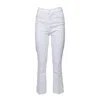 Mother The Hustler Ankle Fray White Cotton Jeans In White