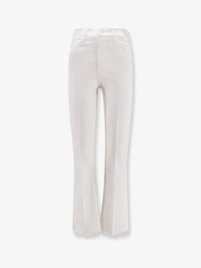 Mother The Hustler Ankle Fray White Denim Trousers