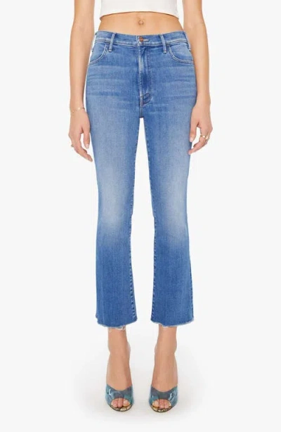 Mother The Hustler Fray Ankle Slim Bootcut Jeans In Blue