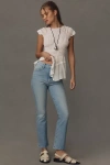 Mother The Hustler High-rise Ankle Fray Jeans In Blue