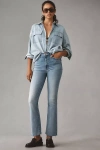 Mother The Hustler High-rise Ankle Fray Jeans In Blue