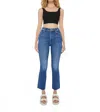 Mother The Hustler High-rise Ankle Fray Jeans In Grasping At Straws In Blue