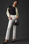 Mother The Hustler High-rise Ankle Fray Jeans In White