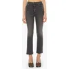 Mother The Hustler High Waist Fray Hem Ankle Bootcut Jeans In Black