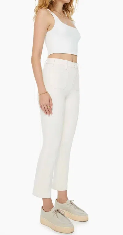 Mother The Hustler Patch Pocket Flood Jeans In Cream Puffs In Multi