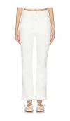 Mother The Hustler Patch Pocket Flood Jeans In Cream Puffs In White