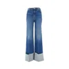 Mother Hustler Roller Heel Frayed Cuff Jeans In It's A Small World In Blue
