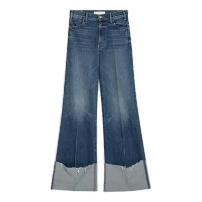 Mother Jeans The Hustler Roller Heel Cuff Fray In Blue