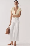 Mother The Hustler Patch Pocket Raw Hem High Waist Ankle Flare Jeans In White