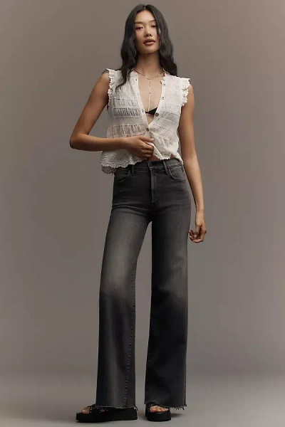 Mother The Hustler Roller High-rise Wide-leg Ankle Jeans In Gray