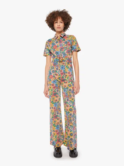 Mother The Hustler Roller Jumpsuit Heel Track And Flower Fields In Multi - Size X-small