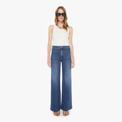 Mother The Hustler Roller Patch Pocket Skimp One Last Shot Jeans In Blue